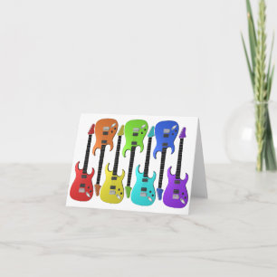 Colourful Electric Guitars Note Cards Kaart