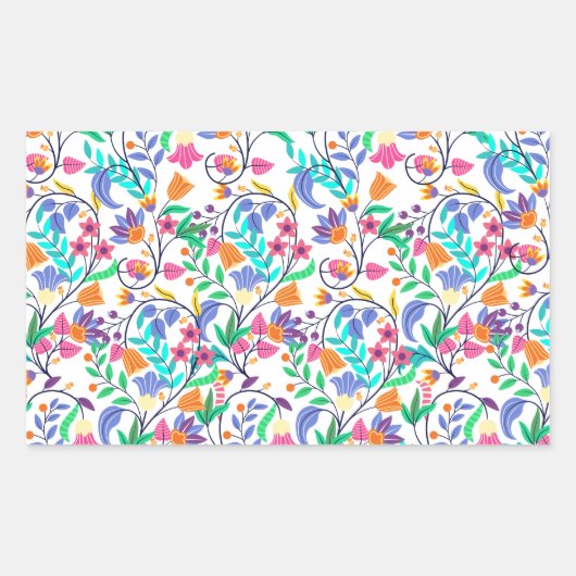 Colourful Exotic Floral Pattern-23147 Rechthoekige Sticker (Voorkant)