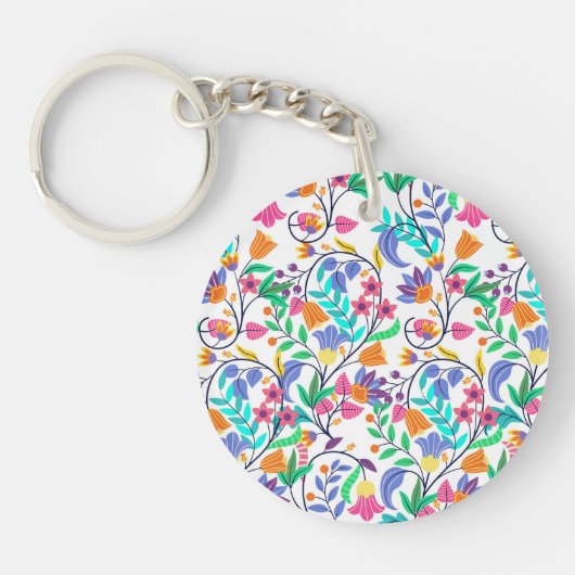 Colourful Exotic Floral Pattern-23147 Sleutelhanger (Voorkant)
