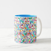 Colourful Exotic Floral Pattern-23147 Tweekleurige Koffiemok (Voorkant rechts)