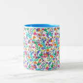 Colourful Exotic Floral Pattern-23147 Tweekleurige Koffiemok (Center)