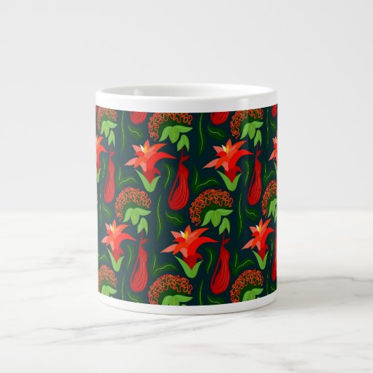 Colourful Exotic Flowers Leaves Pattern-23187 Grote Koffiekop (Voorkant)