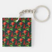Colourful Exotic Flowers Leaves Pattern-23187 Sleutelhanger (Achterkant)