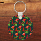 Colourful Exotic Flowers Leaves Pattern-23187 Sleutelhanger (Voorkant)