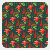 Colourful Exotic Flowers Leaves Pattern-23187 Vierkante Sticker (Voorkant)