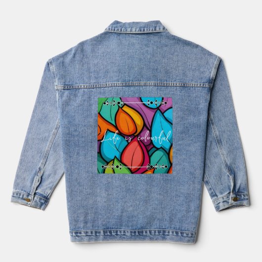 Colourful fun denim jacket (Achterkant)