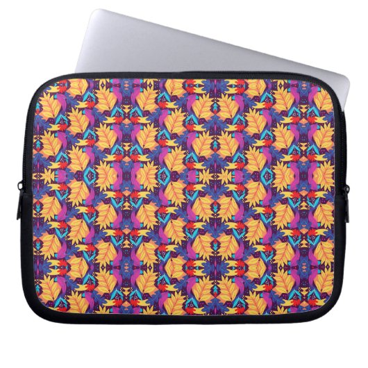 Colourful genetic pattern laptop sleeve (Voorkant)