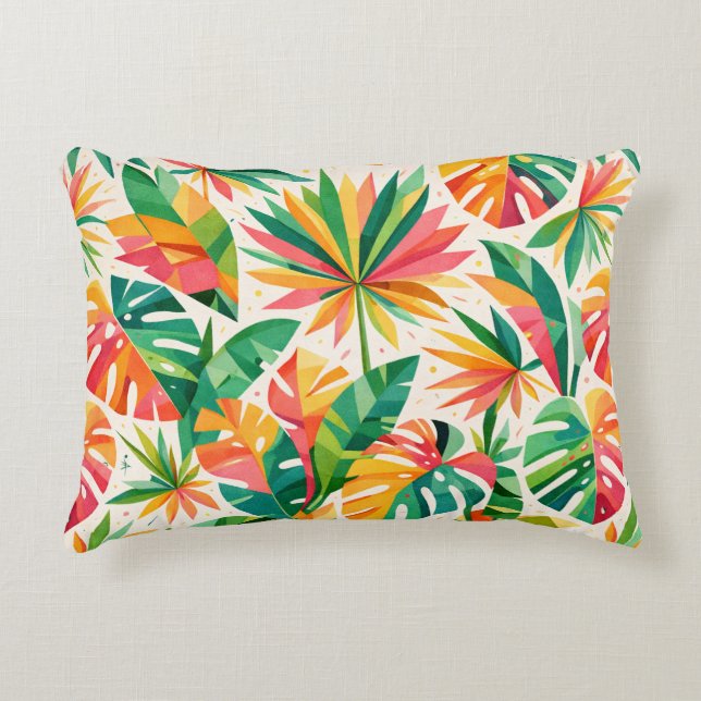 Colourful Geometric Floral Pattern Retro Modern  Accent Kussen (Voorkant)