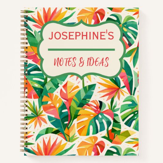 Colourful Geometric Floral Pattern Retro Modern  Notitieboek (Voorkant)