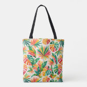 Colourful Geometric Floral Pattern Retro Modern  Tote Bag (Achterkant)