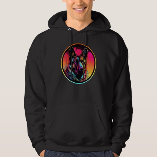 Colourful German Shepherd Dog Dad Mom Graffity Hoodie (Voorkant)