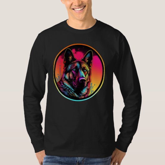 Colourful German Shepherd Dog Dad Mom Graffity T-shirt (Voorkant)