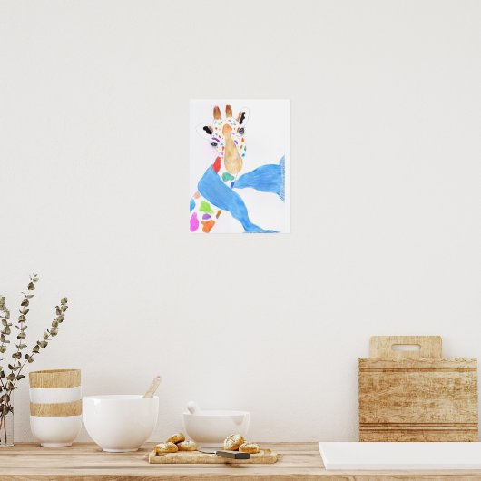 Colourful giraffe poster (Keuken)