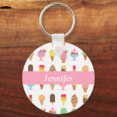 Colourful Ice Cream Desserts Girls Name Keychain (Voorkant)