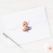 Colourful Little Fairy with wide dress Ronde Sticker (Envelop)