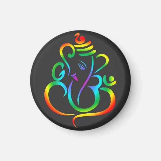 Colourful Lord Ganesha on black Magneet (Voorkant)