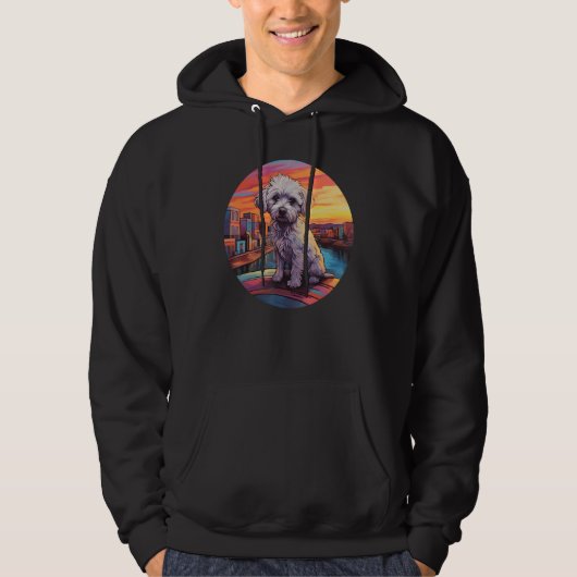Colourful Maltese Dog Dad Mom Graffity Hoodie (Voorkant)