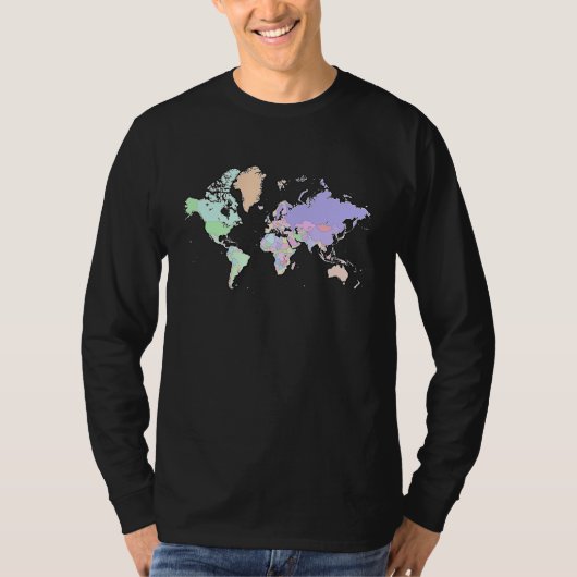 Colourful map of the world countries internationa t-shirt (Voorkant)