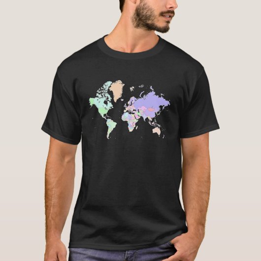 Colourful map of the world countries internationa t-shirt (Voorkant)