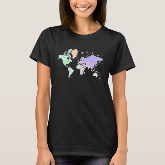 Colourful map of the world countries  internationa t-shirt (Voorkant)