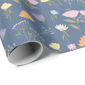 Colourful meadow on blue cadeaupapier (Rol Hoek)