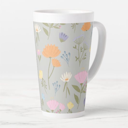 Colourful meadow on grey latte mok (Rechterhoek)