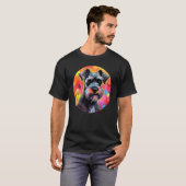 Colourful Miniature Schnauzer Dog Dad Mom Graffity T-shirt (Voorkant volledig)