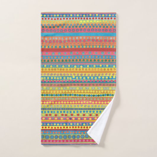 Colourful Multi Dots and Stripes Bad Handdoek (Handdoek)