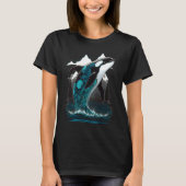 Colourful mystical orca whale watching dolphin pot t-shirt (Voorkant)