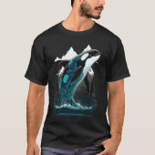 Colourful mystical orca whale watching dolphin pot t-shirt (Voorkant)
