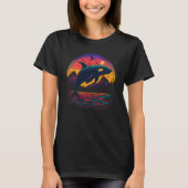 Colourful mystical orca whale watching dolphin pot t-shirt (Voorkant)