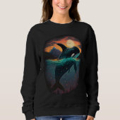 Colourful mystical orca whale watching dolphin pot trui (Voorkant)