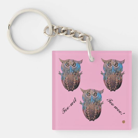Colourful Owl Keyring Keychain (voorkant)