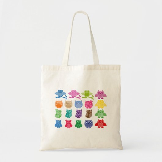 Colourful Owls Wise Birds Tote Bag (Voorkant)