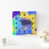 Colourful paint strokes vierkante klok (Huis)