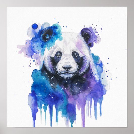 Colourful Panda Watercolor Artwork Poster (Voorkant)