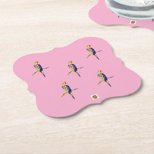 Colourful Parrot Coaster Kartonnen Onderzetters (Gekanteld)