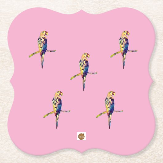 Colourful Parrot Coaster Kartonnen Onderzetters (Voorkant)