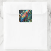Colourful Parrot Vierkante Sticker (Tas)