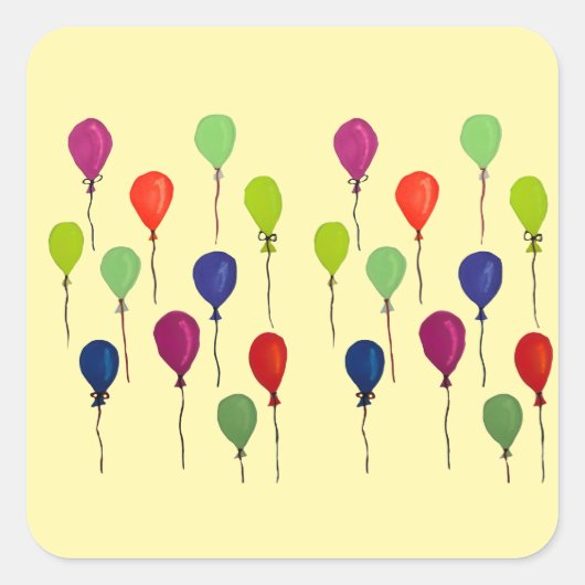 Colourful party balloons vierkante sticker (Voorkant)