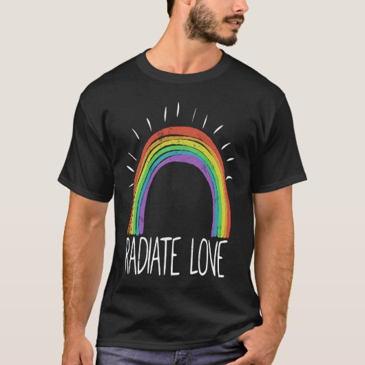 Colourful Rainbow T  Radiate Positivity Motivation T-shirt (Voorkant)