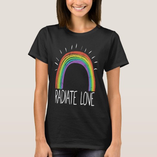 Colourful Rainbow T  Radiate Positivity Motivation T-shirt (Voorkant)