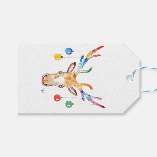 Colourful Reindeer Cadeaulabel (Voorkant (Horizontaal))