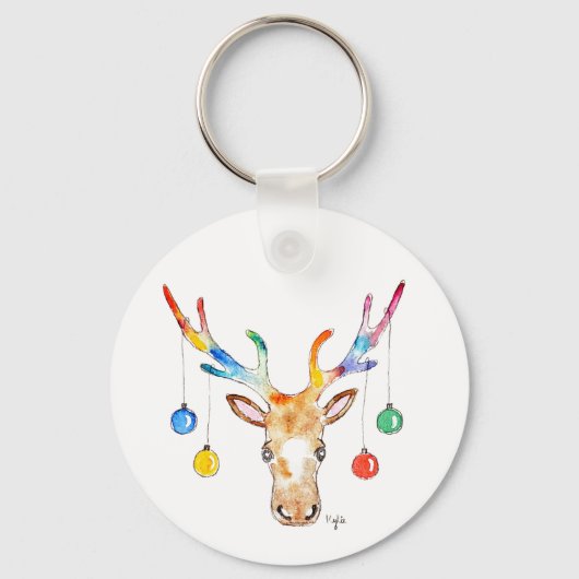Colourful Reindeer Sleutelhanger (Voorkant)