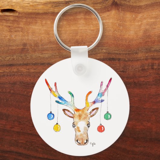 Colourful Reindeer Sleutelhanger (Achterkant)