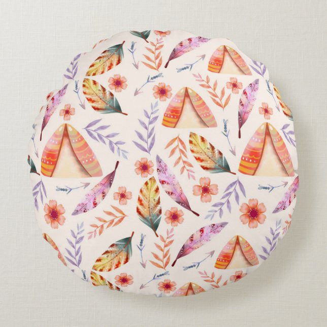 Colourful Ring  Pillow Design  Rond Kussen (Voorkant)