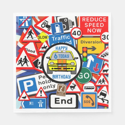 Colourful Road Signs Collage Birthday Party Napkin Servet (Voorkant)