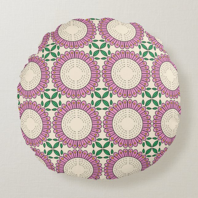 Colourful Round Pillow design  Rond Kussen (Voorkant)