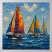 Colourful Sailing yachts Poster (Voorkant)