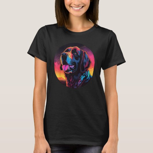 Colourful Saint Bernard Dog Dad Mom Graffity T-shirt (Voorkant)